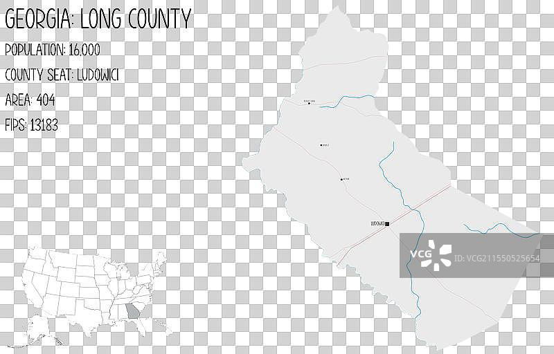 美国乔治亚州朗县地图图片素材