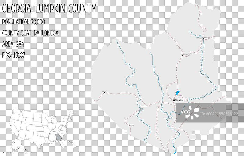 美国乔治亚州朗普金县地图图片素材