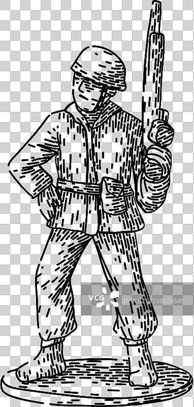 手绘古董玩具士兵素描图片素材