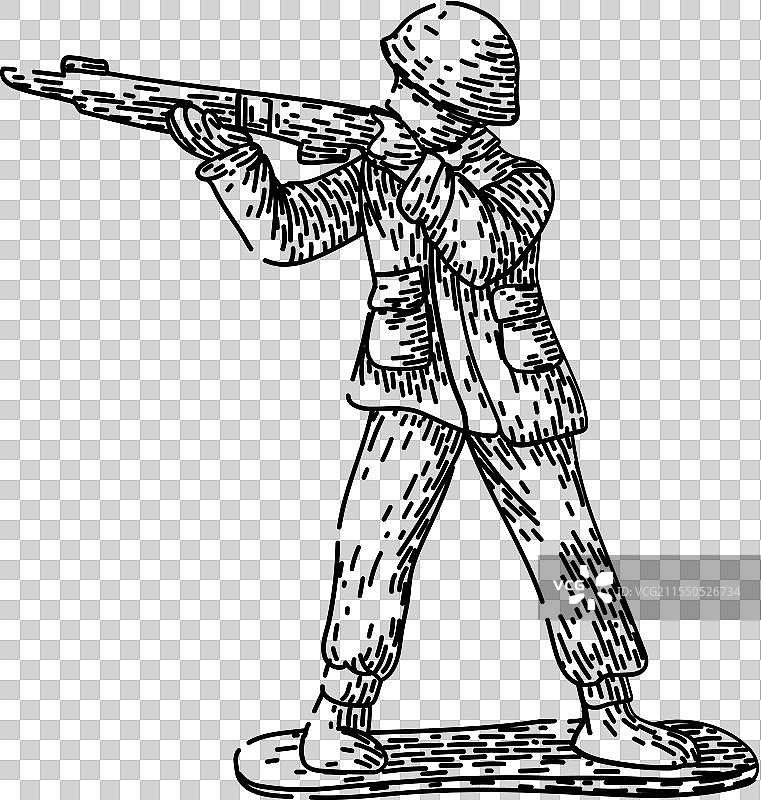 手绘铅制玩具士兵素描图片素材
