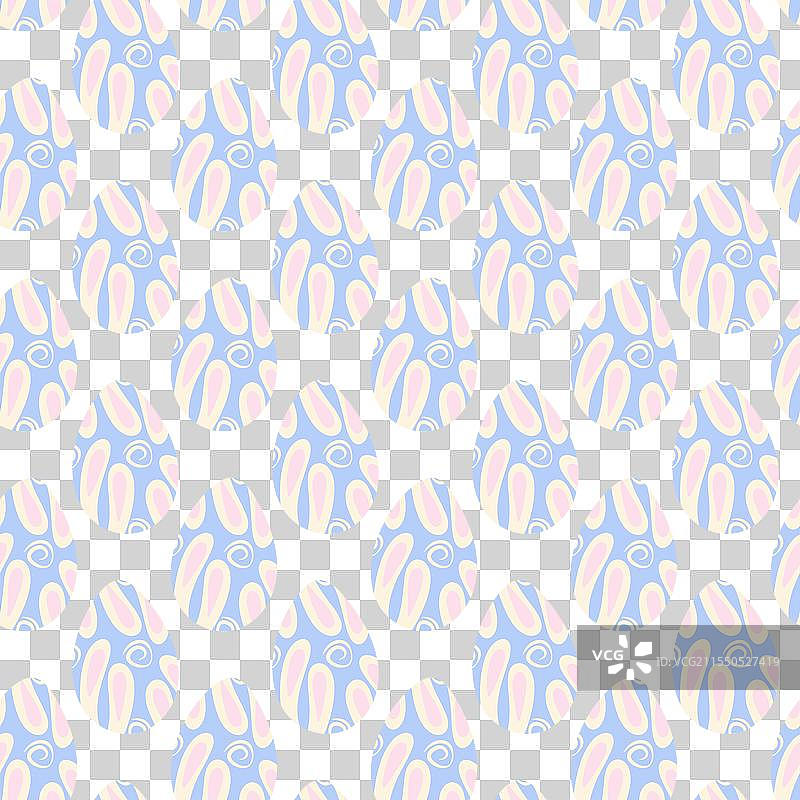 复活节彩蛋图案的兔耳朵和手绘设计图片素材