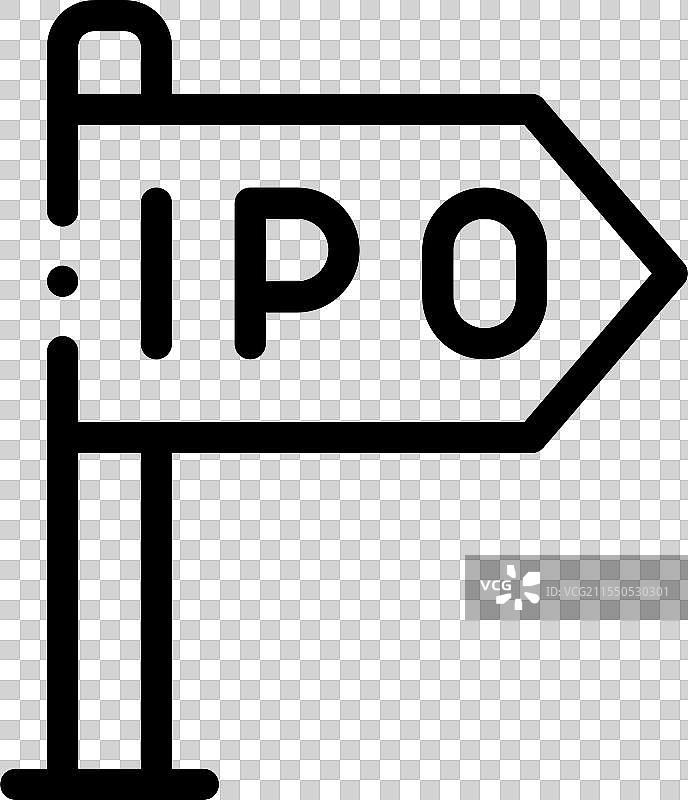 首次公开募股图标，细线风格设计，独立于背景图片素材