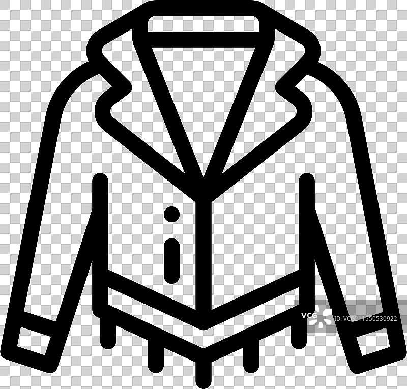 夹克图标，细线条风格设计，独立于背景图片素材