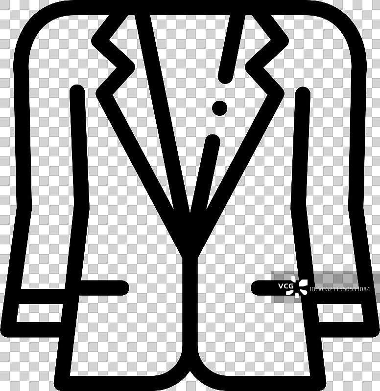 夹克图标，细线条风格设计，独立于背景图片素材