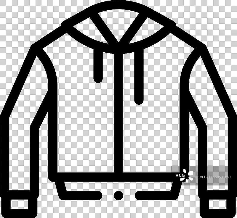 夹克图标，细线条风格设计，独立于背景图片素材