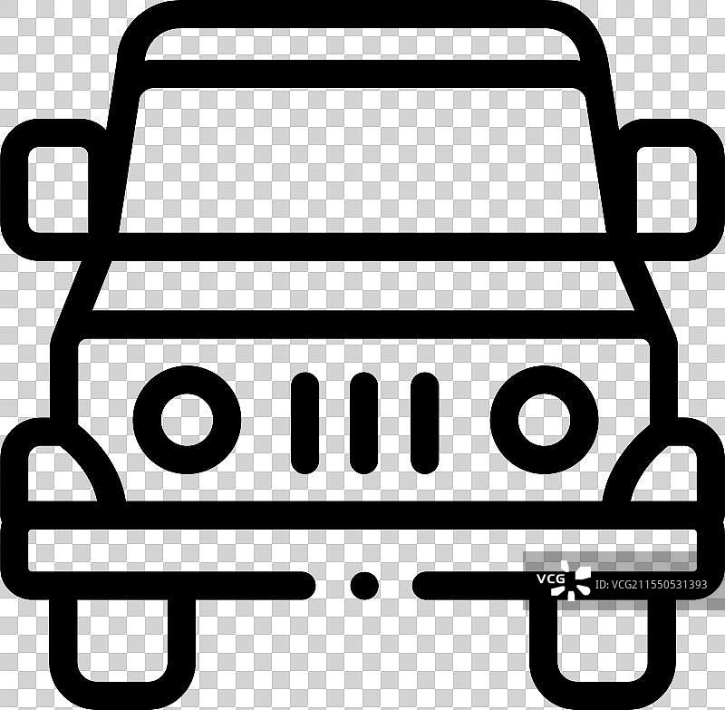 吉普车图标，细线条风格设计，独立于背景图片素材