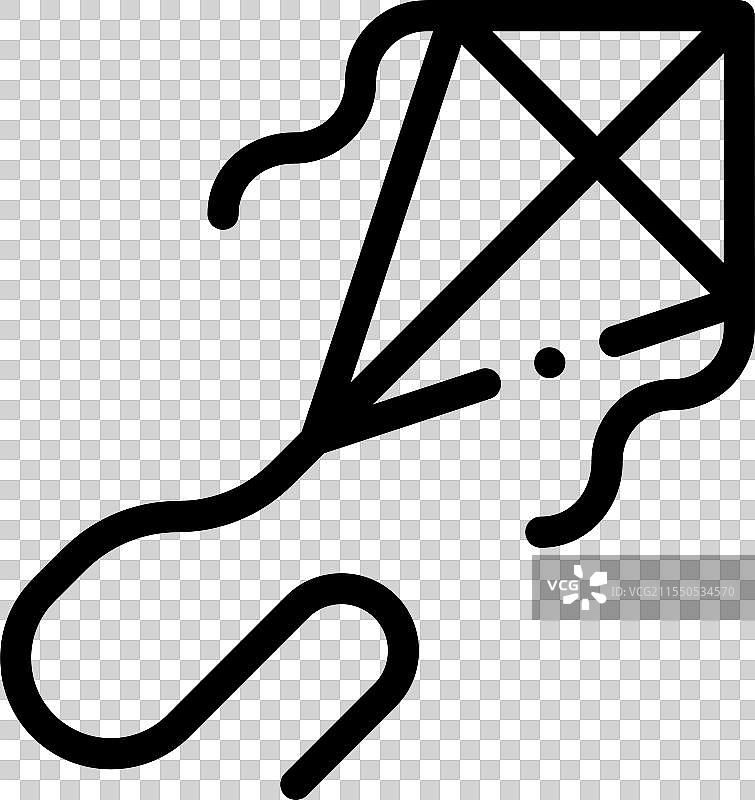 风筝冲浪图标，细线条风格设计，独立展示图片素材