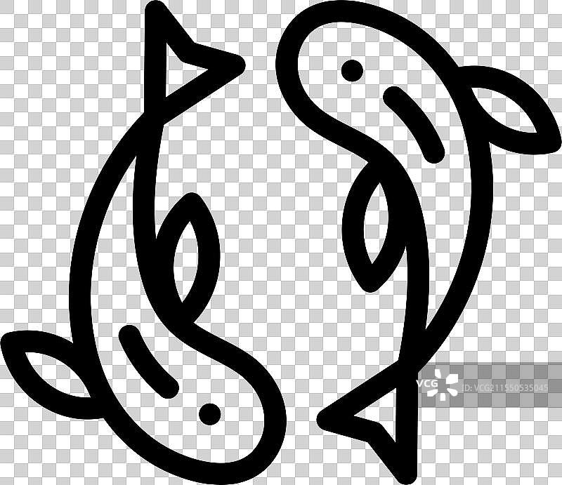 孤立的薄线风格设计的锦鲤图标图片素材