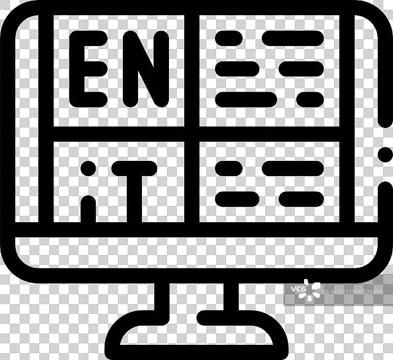 语言学习图标，细线条风格设计图片素材