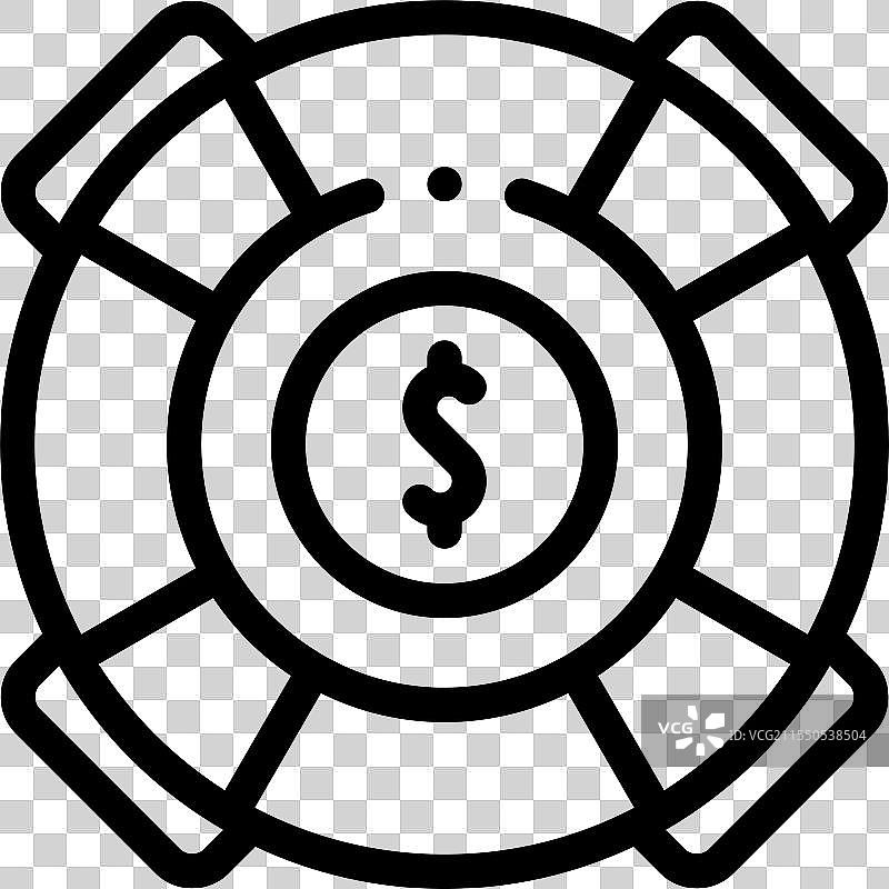 救生圈图标，细线风格设计，独立展示图片素材