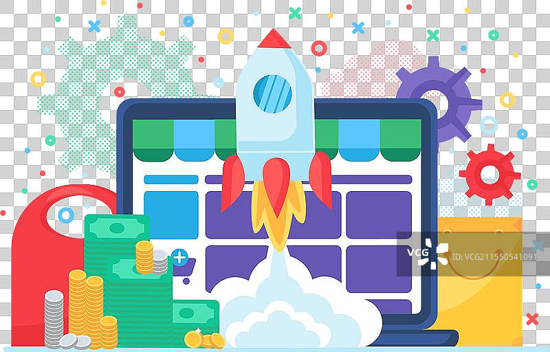 高科技初创项目概念的启动图片素材