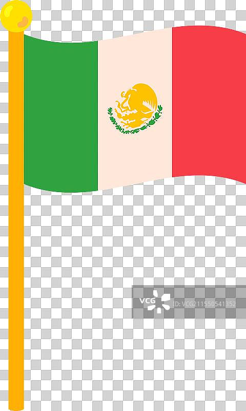 墨西哥国旗在旗杆上飘扬图片素材