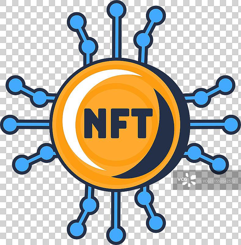 多彩闪亮的数字NFT代币图标图片素材