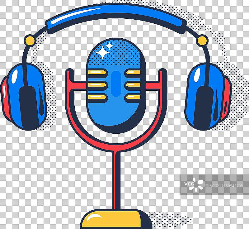 用于广播的耳机和专业麦克风图片素材