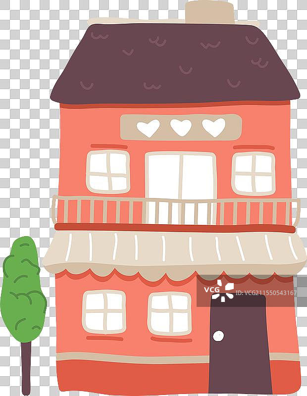 手绘的家与爱心图片素材