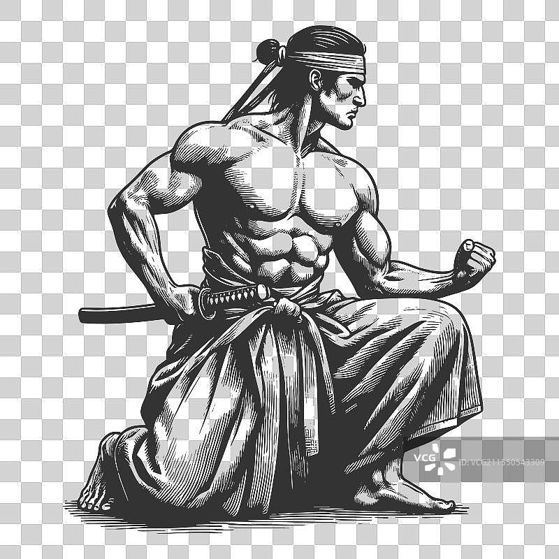 武士道武士与剑的雕刻图片素材