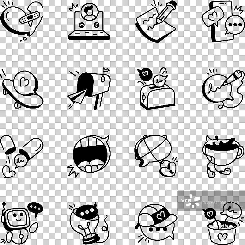 一组手绘聊天图标图片素材