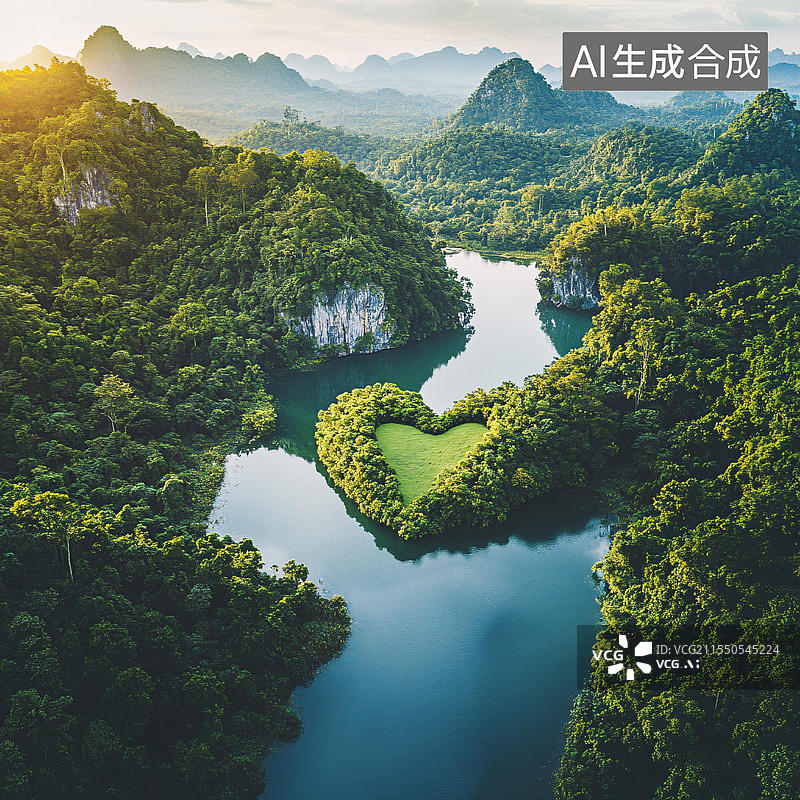 【AI数字艺术】航拍鸳鸯湖图片素材