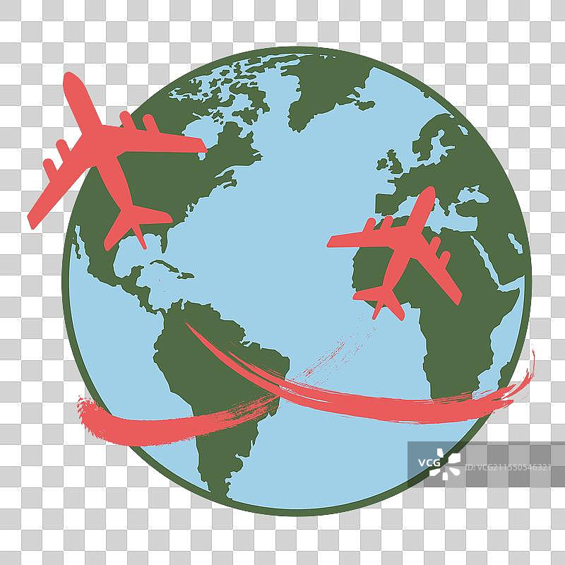 飞机剪影，飞机飞往不同的地方图片素材