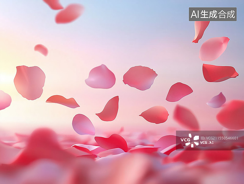 【AI数字艺术】玫瑰花瓣飘落图片素材