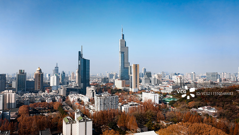 南京紫峰大厦远景航拍图片素材
