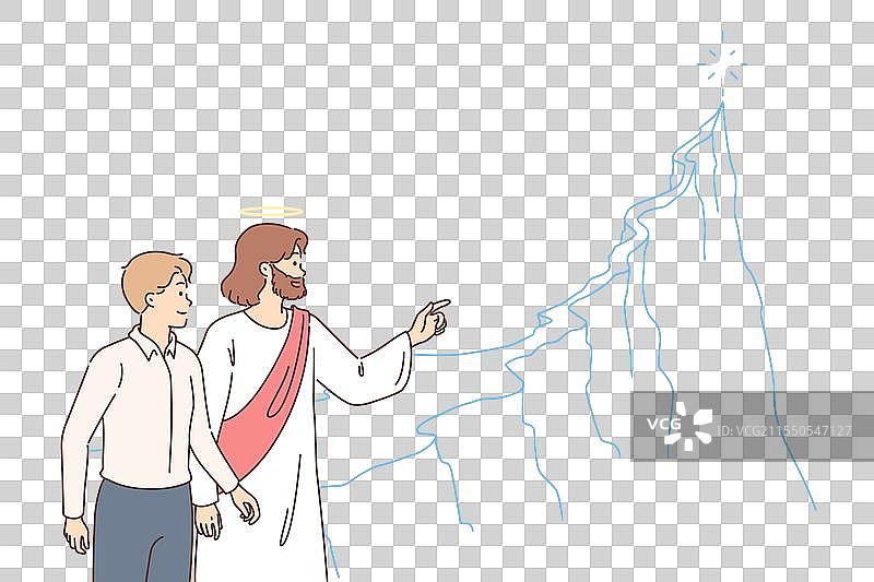 耶稣指引商人找到方向图片素材