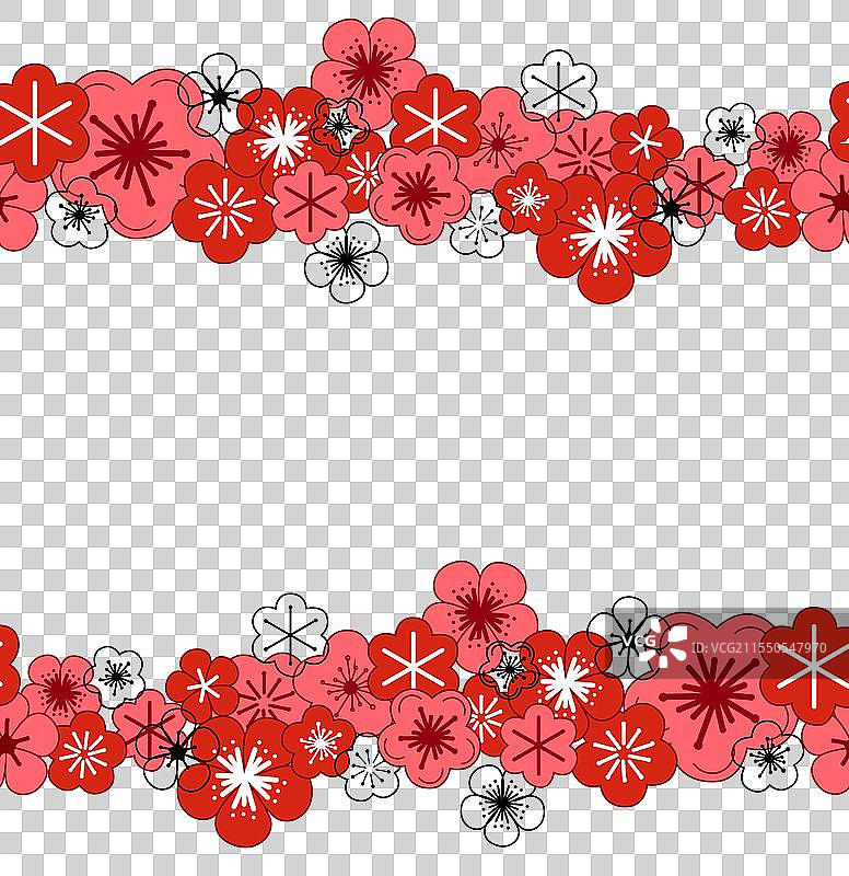 花卉夏季横向图案边框无缝设计图片素材