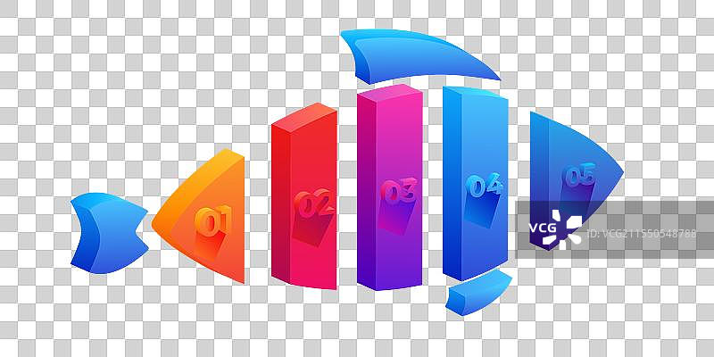 渐变色的鱼骨图用于项目管理图片素材