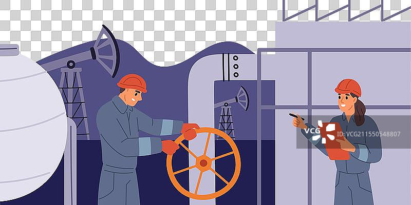 石油行业工人正在转动石油管道图片素材
