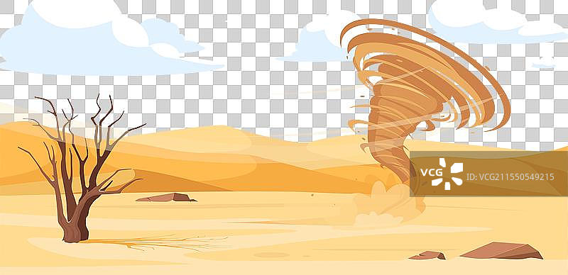 沙漠龙卷风，破坏性的旋风卷起沙尘图片素材