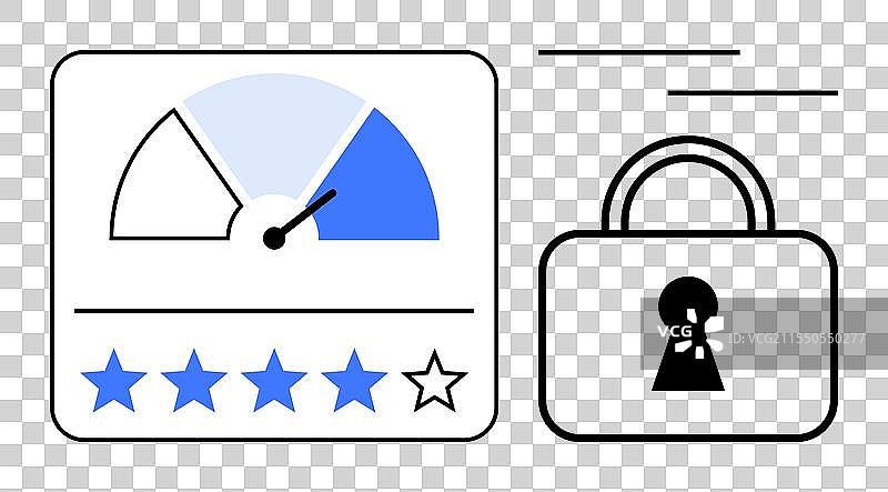 性能计量器星级评分和锁定图片素材