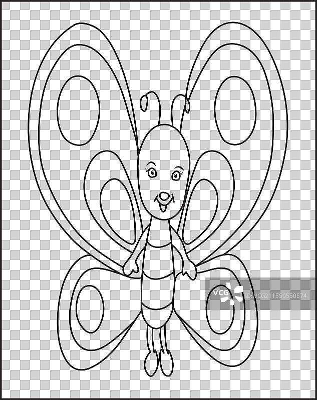 快乐的蝴蝶涂色书（黑白版）图片素材