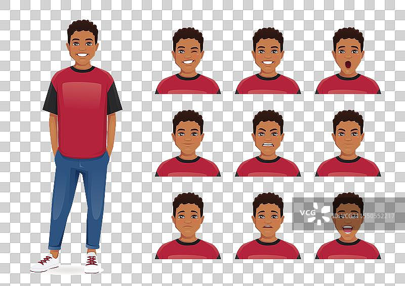 年轻男性表情集图片素材