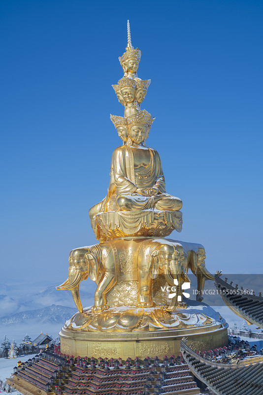 峨眉山雪顶四面佛侧身像图片素材