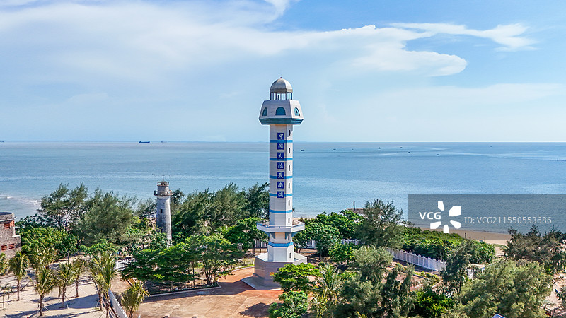 广东 徐闻 南极村 中国大陆最南端 灯塔 鸟瞰图片素材