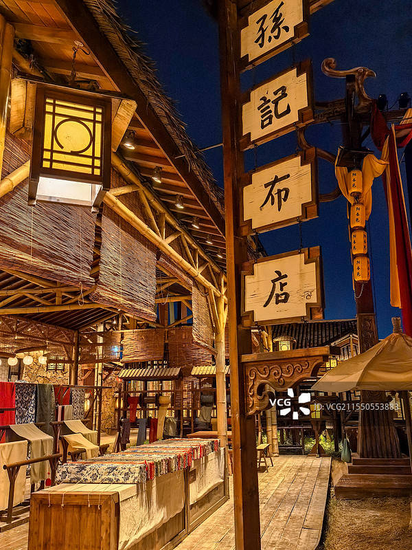 唐风仿古建筑布店场景布置图片素材