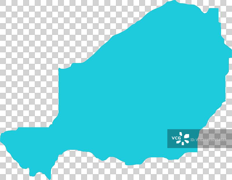 尼日尔蓝色国家地图及尼日尔边界地图图片素材