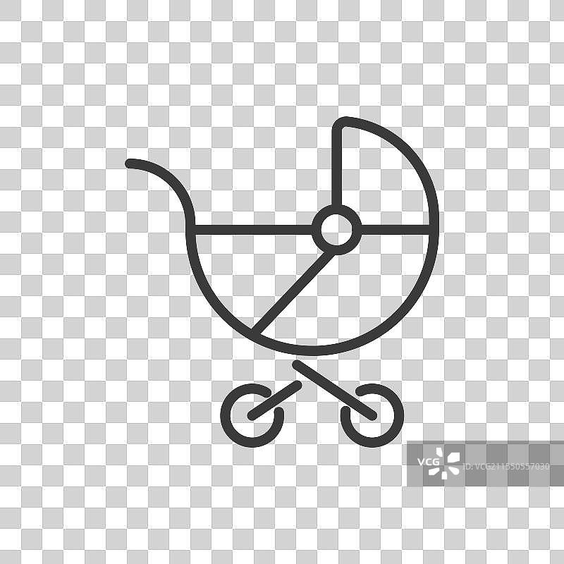 婴儿车图标，线条设计风格图片素材