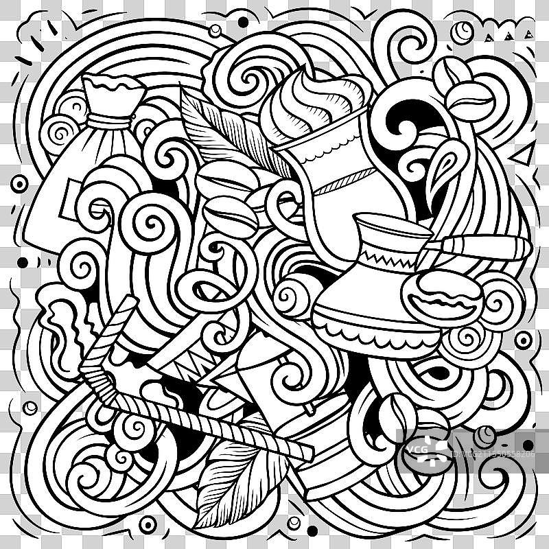 咖啡馆的卡通涂鸦图片素材