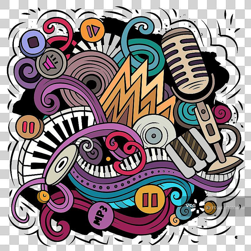 卡通涂鸦迪斯科音乐图片素材