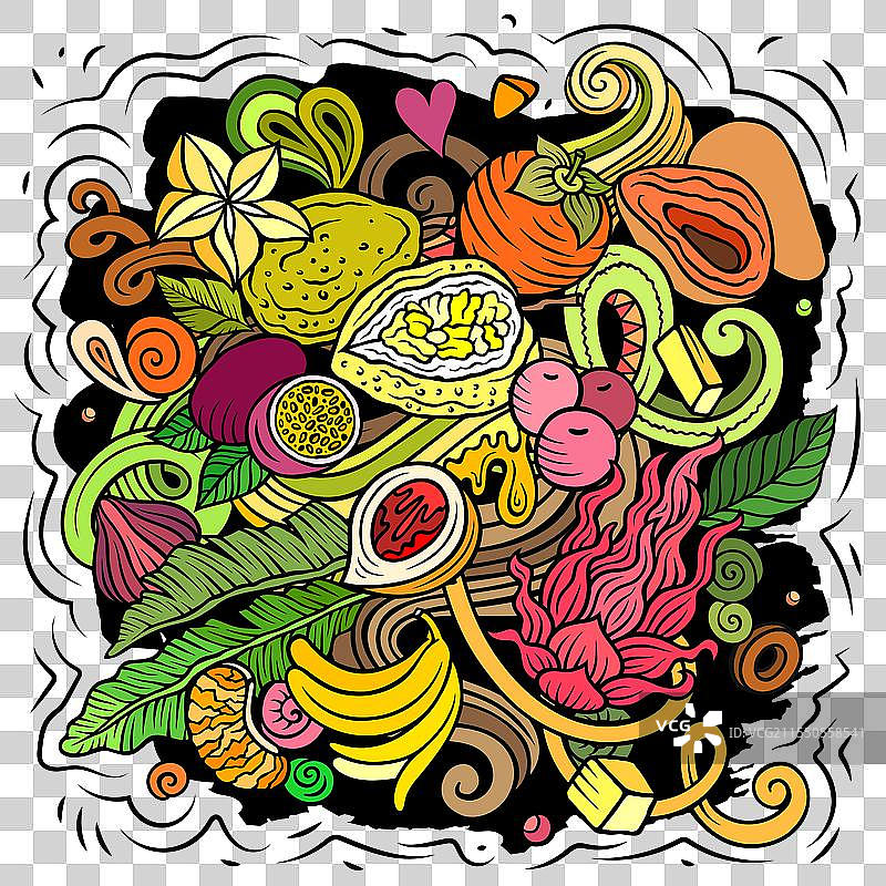 异国水果卡通涂鸦图片素材