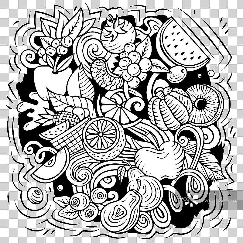 新鲜水果卡通涂鸦图片素材