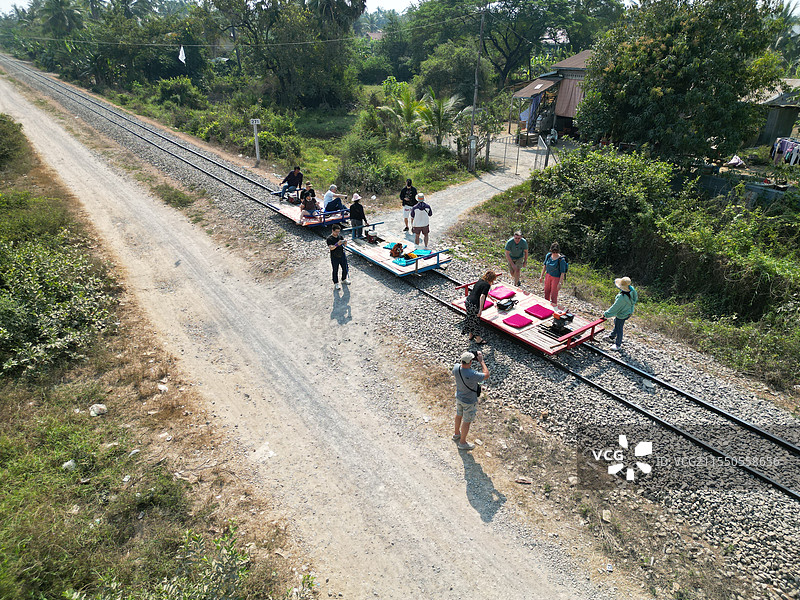 柬埔寨马德望竹火车航拍图片素材