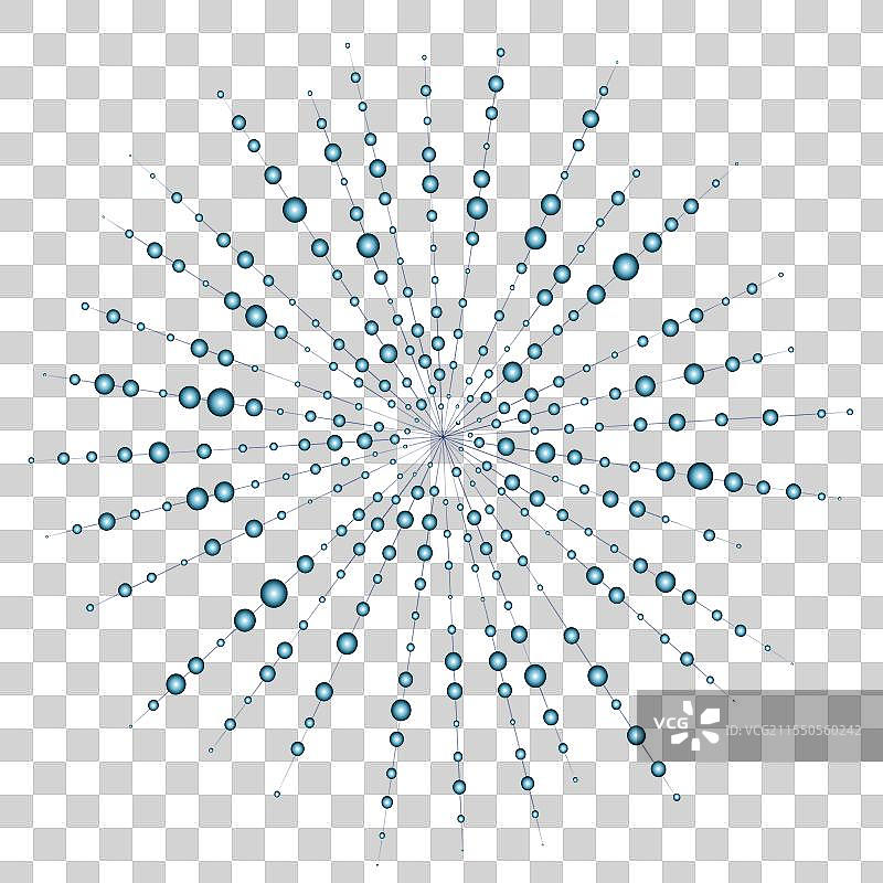 蓝色雪花星星，带有放射状发散的光线图片素材