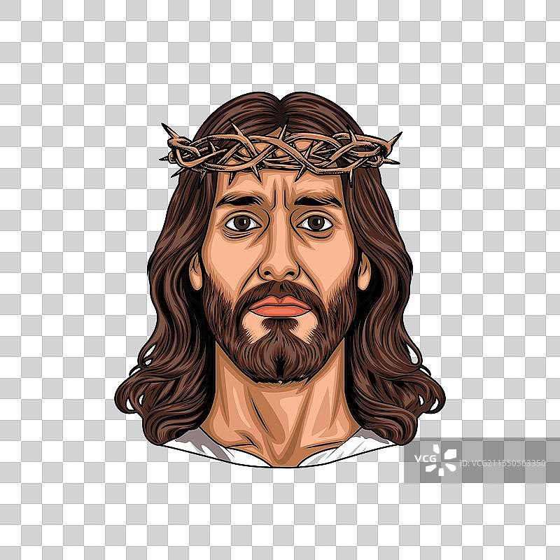 耶稣基督面容与冠冕艺术图片素材