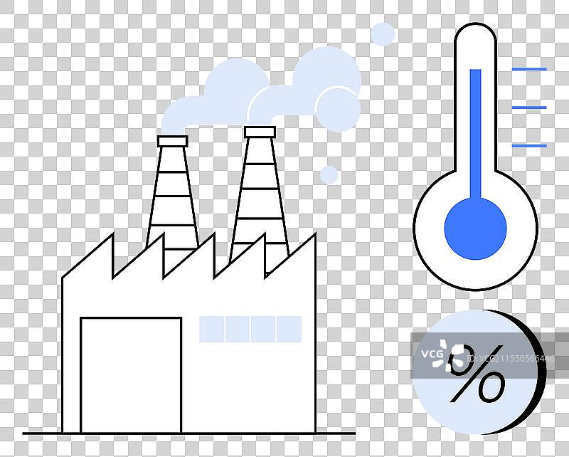 工厂与冒烟的烟囱旁边图片素材