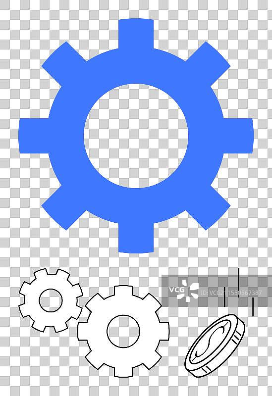 蓝色工业齿轮机制图片素材