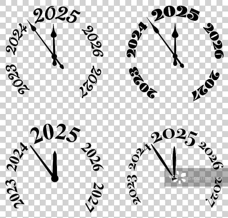 创意时钟表盘用于2025年新年倒计时图片素材