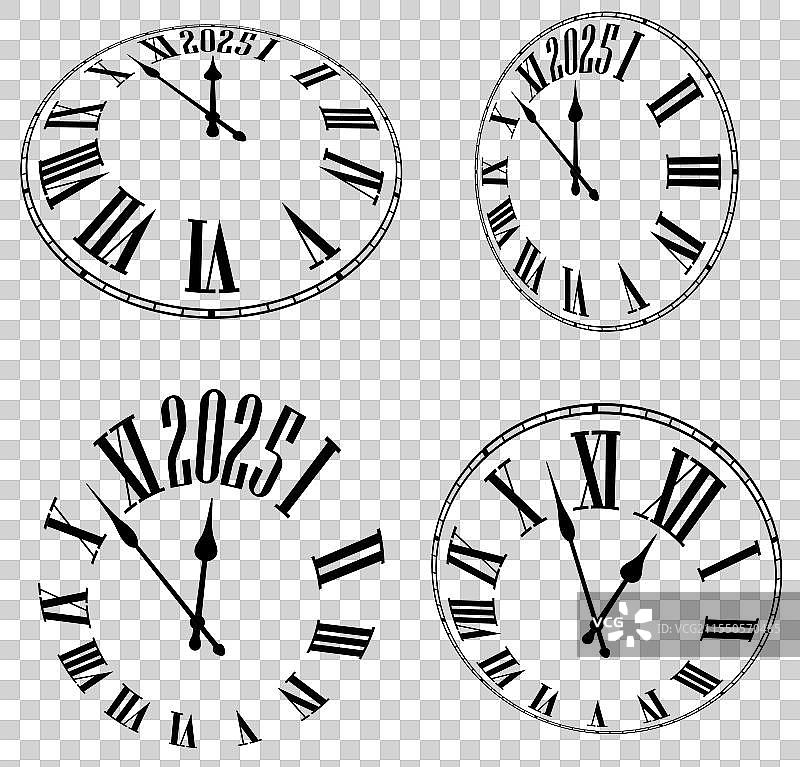 罗马数字钟面突出显示2025年图片素材