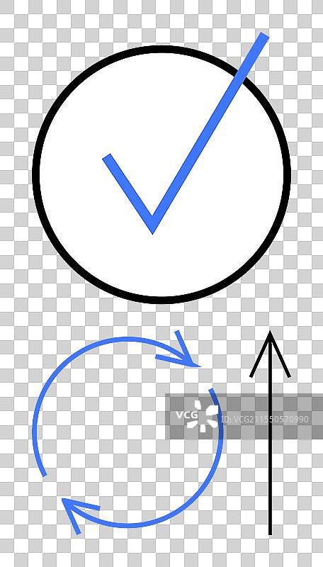 循环向上箭头的圆形勾选标记图片素材